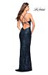 La Femme 29949 Draped Cowl Long Sparkle Jersey Dress