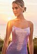 Mori Lee 49103 Ruffle Slit Lace-Up Sequin Dress