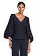 Alexander by Daymor 2042-45 Bishop Sleeve V-Neck Peplum Jumpsuit