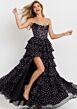 Jovani 49087 Layered Ruffle Skirt Polka Dot Dress