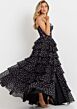 Jovani 49087 Layered Ruffle Skirt Polka Dot Dress
