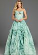 Jovani 49777 Floral Print Corset Bodice Layered Ruffle Skirt Dress