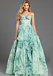 Jovani 49777 Floral Print Corset Bodice Layered Ruffle Skirt Dress