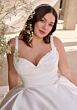 Mori Lee 3471 Amelia Pleated Skirt Beaded Neck Plus Size Wedding Dress