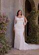 Mori Lee 3474 Junia Bow Strap Organza Overskirt Plus Size Bridal Dress