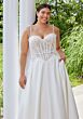Mori Lee 3453 Sunset Basque Waist Bow Strap Plus Size Wedding Dress