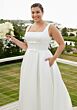 Mori Lee 3454 Sway Square Neck Pleated Skirt Plus Size Wedding Gown