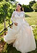 Mori Lee 3455 Shenna Lace Sleeve Illusion Neck Plus Size Wedding Gown