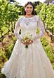 Mori Lee 3455 Shenna Lace Sleeve Illusion Neck Plus Size Wedding Gown