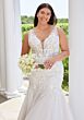 Mori Lee 3457 Silver V-Neck Scoop Back Lace Plus Size Bridal Dress