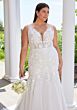 Mori Lee 3457 Silver V-Neck Scoop Back Lace Plus Size Bridal Dress