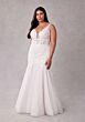 Mori Lee 3457 Silver V-Neck Scoop Back Lace Plus Size Bridal Dress