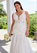 Mori Lee 3457 Silver V-Neck Scoop Back Lace Plus Size Bridal Dress