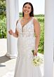 Mori Lee 3457 Silver V-Neck Scoop Back Lace Plus Size Bridal Dress