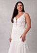 Mori Lee 3457 Silver V-Neck Scoop Back Lace Plus Size Bridal Dress