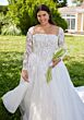 Mori Lee 3462 Sola Illusion Sleeve Basque Waist Plus Size Bridal Gown