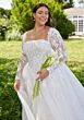 Mori Lee 3462 Sola Illusion Sleeve Basque Waist Plus Size Bridal Gown