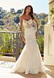 Mori Lee 1363 Thalia Sheer Bodice Puff Sleeve Wedding Dress