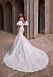 Mori Lee 1407 Aelina Watteau Train Puff Sleeve Bridal Dress