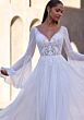 Mori Lee 2903 Dria Lace Appliqued Bodice Bell Sleeve Wedding Dress