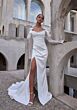 Mori Lee 2942 Thena Long Lace Sleeve Cowl Back Wedding Gown