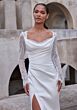 Mori Lee 2942 Thena Long Lace Sleeve Cowl Back Wedding Gown