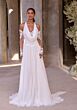 Mori Lee 2945 Callidora Plunging Cowl Neck Lace Sleeve Wedding Gown