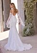 Mori Lee 2974 Tem Bell Sleeve Plunging V-Neck Bridal Gown