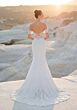 Mori Lee 1050042 Taryn Illusion Side Cutaway Train Crepe Bridal Gown