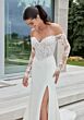 Mori Lee 2702 Soraya Lace Off-The-Shoulder Side Slit Wedding Dress