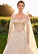 Mori Lee 2716 Sonnet Basque Waist Draped Sleeve Wedding Gown