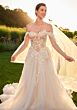 Mori Lee 2716 Sonnet Basque Waist Draped Sleeve Wedding Gown