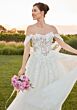 Mori Lee 2716 Sonnet Basque Waist Draped Sleeve Wedding Gown