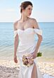 Mori Lee 2727 Sherie Removable Sleeve Draped Satin Wedding Gown