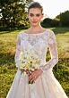 Mori Lee 2733 Stelle Bateau Neck Back Bow Lace Bridal Dress
