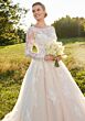 Mori Lee 2733 Stelle Bateau Neck Back Bow Lace Bridal Dress