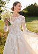 Mori Lee 2733 Stelle Bateau Neck Back Bow Lace Bridal Dress