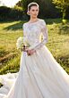 Mori Lee 2733 Stelle Bateau Neck Back Bow Lace Bridal Dress