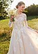Mori Lee 2733 Stelle Bateau Neck Back Bow Lace Bridal Dress