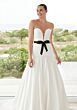 Mori Lee 2744 Simone Bow Belt Drop Waist Satin Bridal Dress