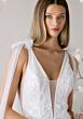 Mori Lee 1010000 Felicie Plunging Neck Bow Streamer Wedding Gown
