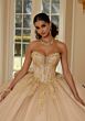 Mori Lee 34112 Bell Sleeve Plunging Neck Quince Dress