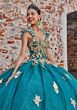 Mori Lee 89533 Removable Back Bow Cap Sleeve Quince Dress