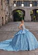 Mori Lee 89539 Peplum Waist Back Bow Quince Gown