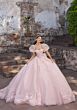 Mori Lee 89542 Sheer Puff Sleeve Sweetheart Neck Quince Gown
