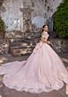 Mori Lee 89542 Sheer Puff Sleeve Sweetheart Neck Quince Gown