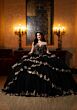 Mori Lee 4080040 Catalina Faux Leather Top Tiered Skirt Quince Dress