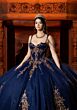 Mori Lee 4080044 Cecilia Beaded Ruched Bodice Fuchsia Gold Quince Gown