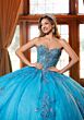 Mori Lee 4080045 Claudia Sheer Corset Bodice Blue Silver Quince Gown