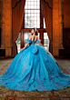 Mori Lee 4080045 Claudia Sheer Corset Bodice Blue Silver Quince Gown